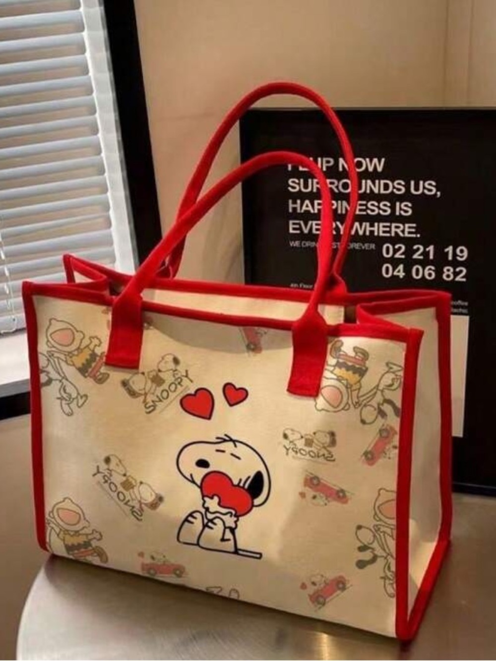 Cream and Red Snoopy Graphic Tote Bag NEW 🏷️
